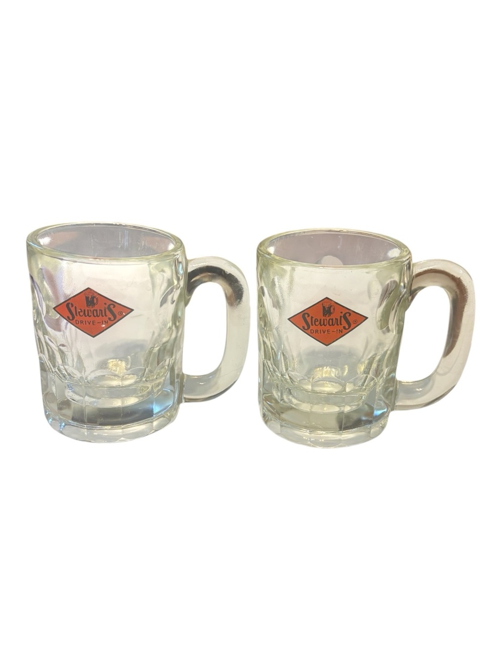 Stewart’s Drive In vintage Clear Glass Mugs - Set of 2